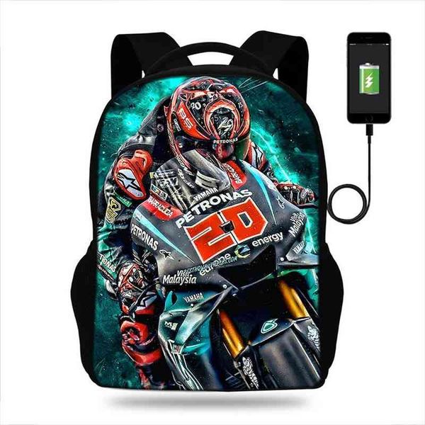 

17inch fabio quartararo with school bag signature backpack usb charge mens for teenagers girls mochila