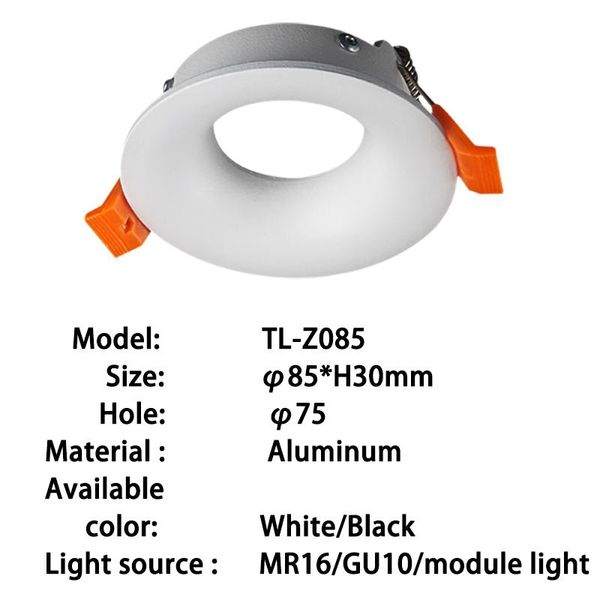 Lamba Kapakları Tonları LED Tavan Spot Downlight Fikstürü Gömme Ayarlanabilir Çerçeve MR16 GU10 Ampul Tutucu