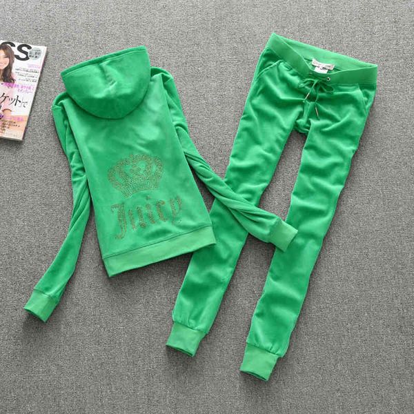 

fashion tracksuits velvet spring/fall fabric women's black 2021 velour suit hoodies zipper sweatshirt and sweatpants jogging 2 piece se, Gray