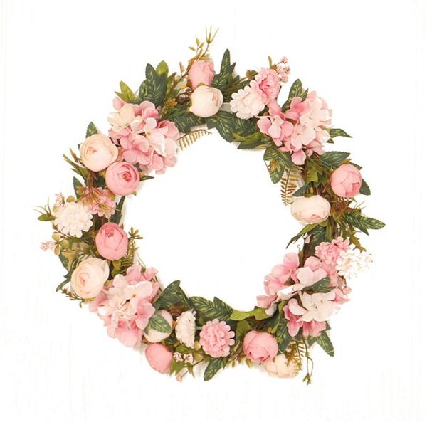 

artificial camellia hydrangea wreath spring wreath for front door farmhouse wall window wedding party garden home decor