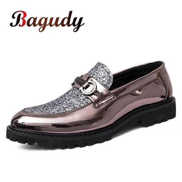 

spring autumn men formal shoes party wedding luxury business dress gold british style pointy dance 210619, Black