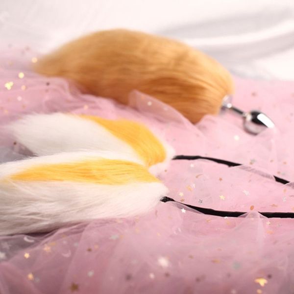 

2021 new artificial tail and ear metal butt plug exercise training toys for women games