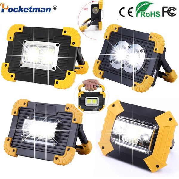 

portable spotlight powerful searchlight led tortch cob work light use 2*18650 rechargeable battery for camping light