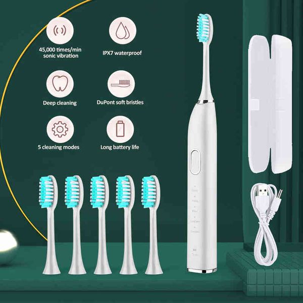 

nxy toothbrush sonic electric toothbrush es for kid smart timer rechargeable teeth whitening toothbrush waterproof 6 brush head long last 02