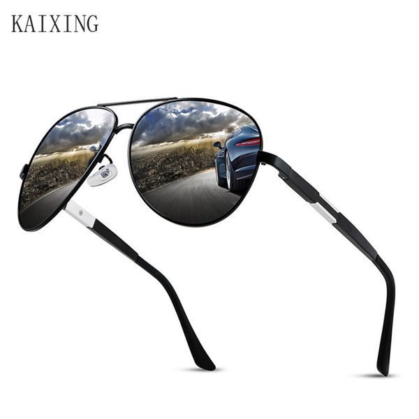 

kaixing brand men's aluminum sunglasses polarizing driving mirror male sun glasses aviation anti-glare shades for men eyewear, White;black