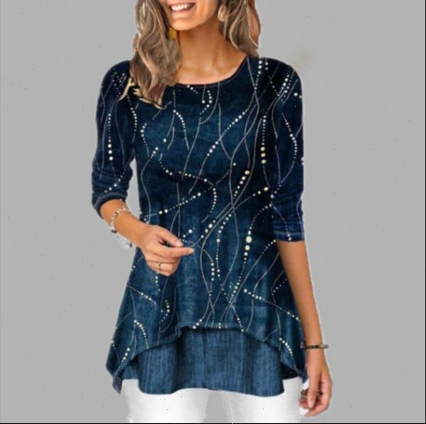 

shirt women 2021 spring summer blouse 3 4 sleeve casual printing irregularity female fashion shirt plus size streetshirt, White