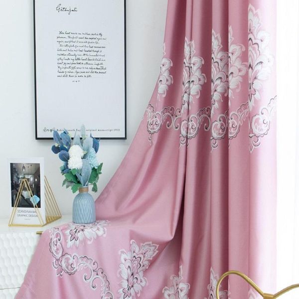 

curtain & drapes modern simple european style jacquard printed shading fabric double-sided curtains for living room bedroom