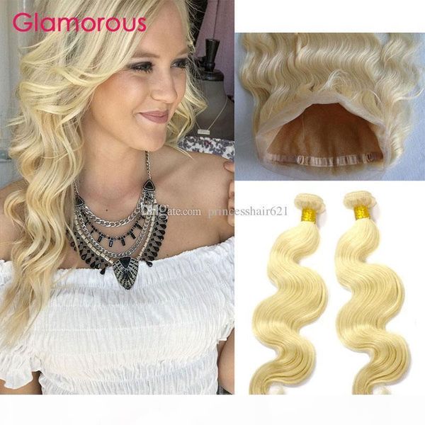 

glamorous straight body wave blonde human hair weaves with 360 frontal peruvian malaysian indian brazilian round lace closure with 2 bundles, Black;brown