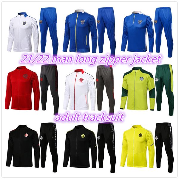 

2021 2022 boca juniors tracksuit men's training suit 21 22 tevez de rossi jrs flamengo sports football long zipper palmeiras internacio, Black