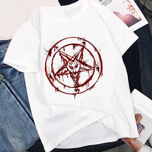 

women's t-shirt satan horror death horrible printed t-shirt satan grim reaper t-shirt female, White