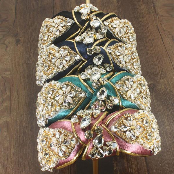 

hair clips & barrettes bohemian fashion accessories headband beaded flower clear crystal baroque hairband center cross headwear for women we, Golden;silver