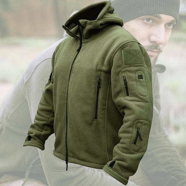 

men's tactical soft wool warm coat, outdoor sports, army, hiking, winter, Black
