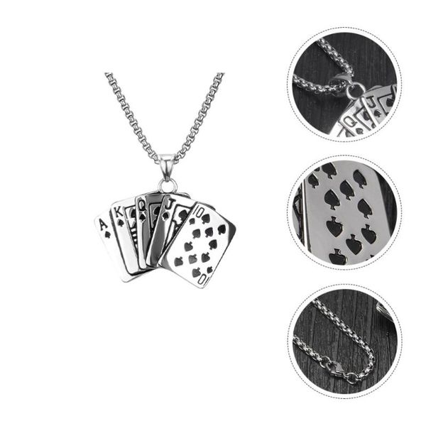 

pendant necklaces 1pc fashion novel neck poker modeling necklace man jewelry, Silver