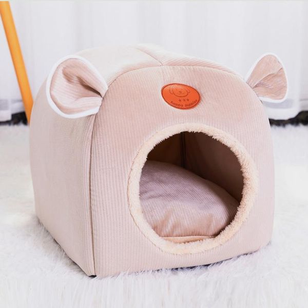 

washable pet bed cute cat ear dog bed for cat nest thickening pet mat warm winter teddy removable pad detachable kennel