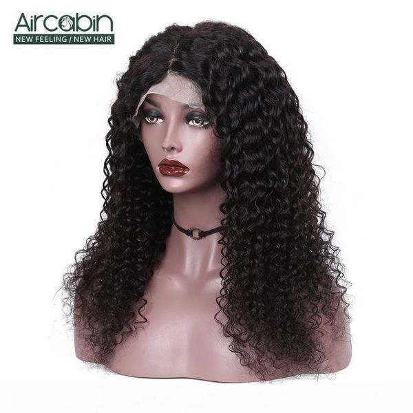 

aircabin 30 inch 13x6 hd lace wigs brazilian deep wave remy human hair glueless type t transparent lace wigs for black women, Black;brown