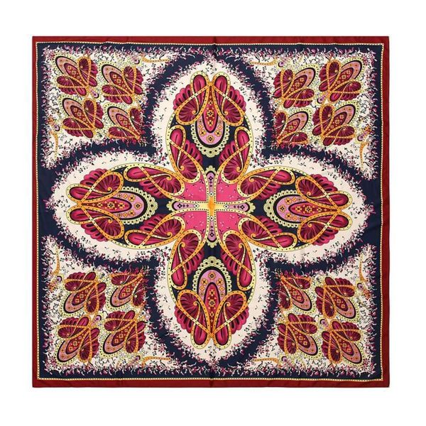 

100cm women's twill silk square headscarf scarf sunscreen towel, Blue;black