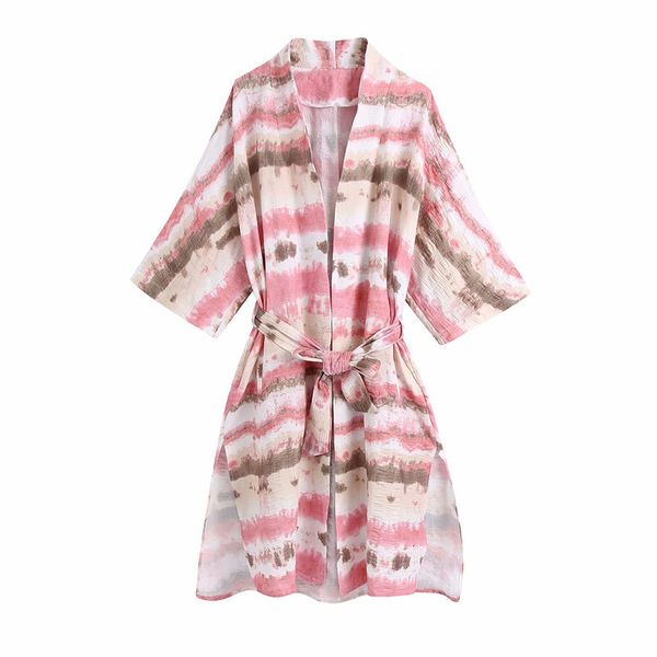 

women's jackets oversize women v neck bow lace jacket 2021 spring-autumn fashion ladies chinese style coat female tie-dye kimono w, Black;brown