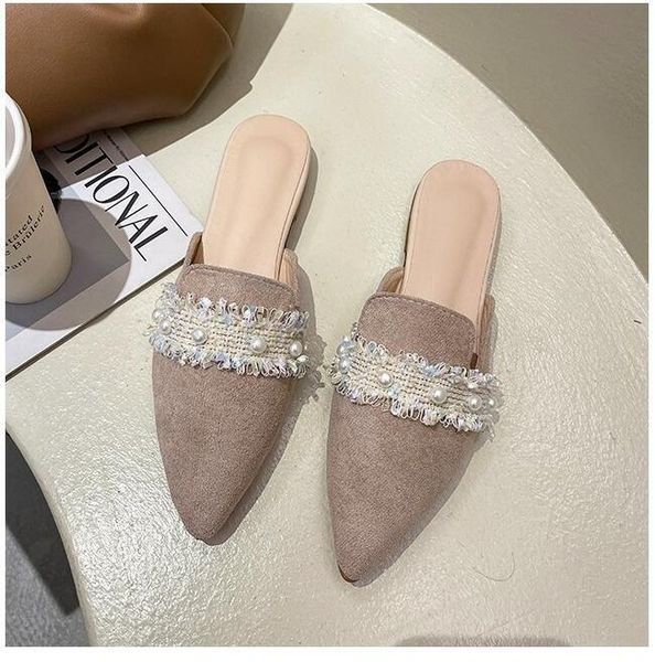 

slippers baotou half women summer 2021 fashion outer wear flat sandals and, Black