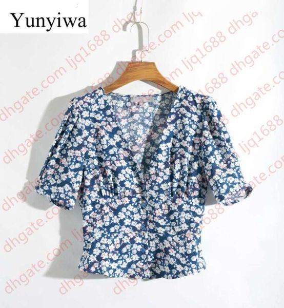 

v-neck floral short sleeve slim shirt womens blouses vintage shirts korean fashion clothing blusas mujer de moda, White