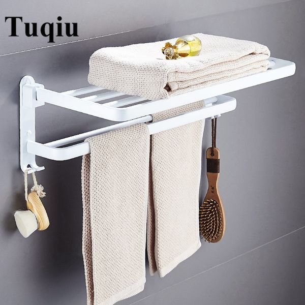 

2021 new bathroom accessories set nail aluminum white bath hardware sets towel rack,paper toilet brush holder robe hooks sc2m