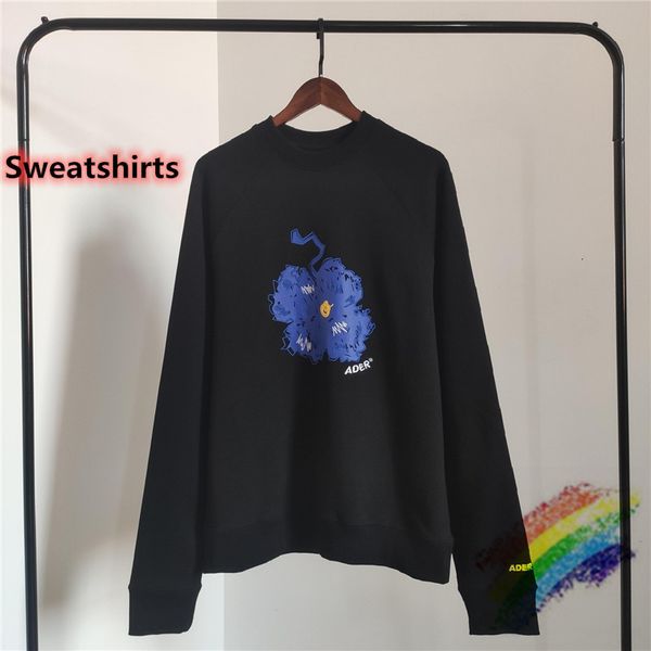 

2021 new fw ader error sweatshirts men women 1:1 high street blue graffiti embroidery adererror crewneck pullovers psxj, Black