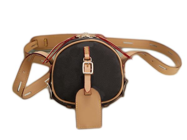 

hh brand womens circular cross-body bag fashion designers mini brown handbag with nameplate totes waist bags cosmetic container 13cm