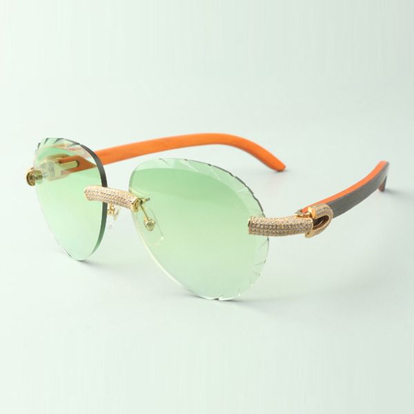 

2022 exquisite classic micro-pave diamond sunglasses 3524027, natural orange wooden temples glasses, size: 18-135 mm, White;black