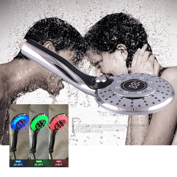 

bath accessory set led shower head digital temperature control bathroom showerhead sprayer 3 spraying mode water saving filter