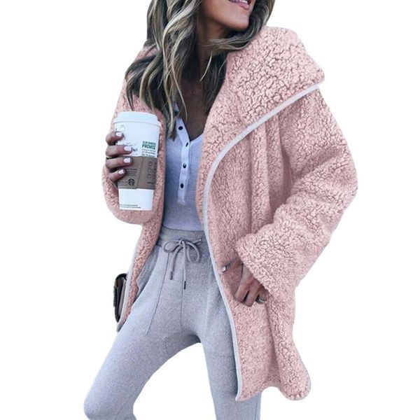 

pure color women jacket large size 3xl fleece warm jacket new spring fall street ladies casual all-match loose clothing, Black;brown