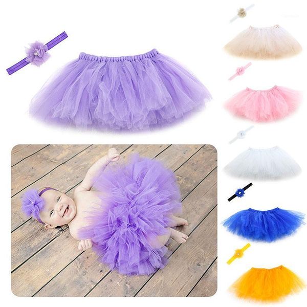 

m89csweet born baby girl tutu skirt & flower headband po prop costume outfit, Blue