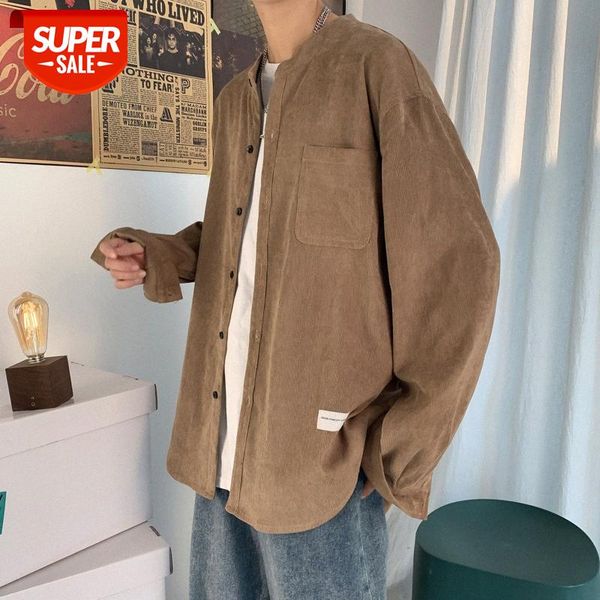 

shirt men's korean style trend loose casual corduroy handsome long-sleeved black #384r, White;black