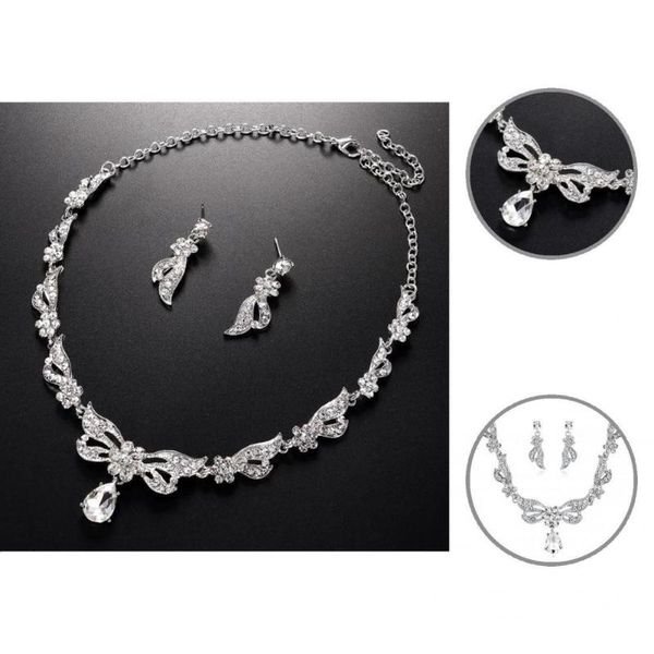 

earrings & necklace skin-friendly 1 set stylish lightweight extension chain lady women exquisite for banquet, Silver