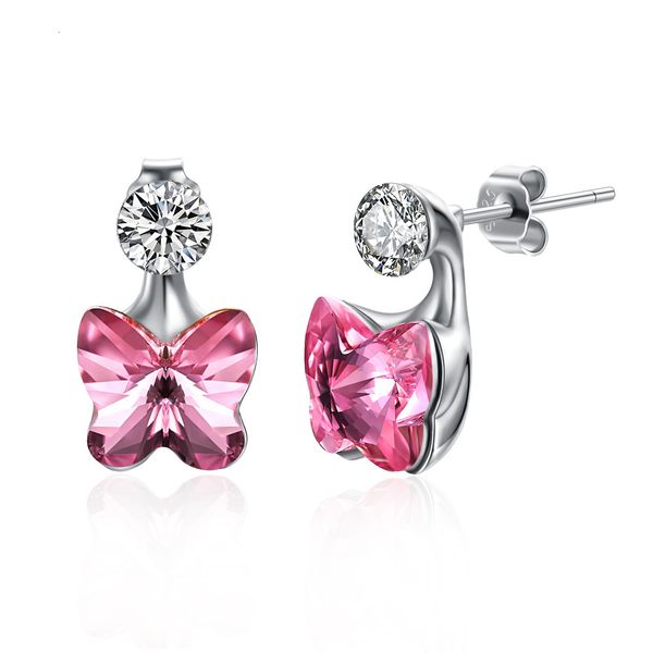 

designers stud women's 2021 pearl earrings lekani adopts shijia element crystal 925 sterling silver , butterfly round face thin sve317, Golden