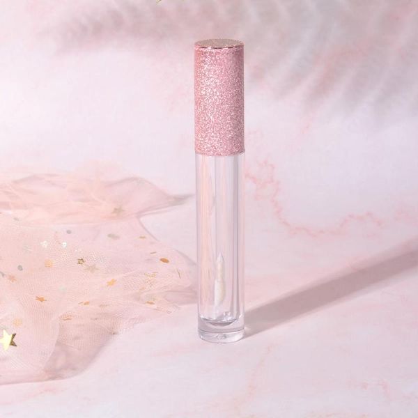 

grade 5pcs 6ml empty lip gloss tubes with glitter pink cap plastic lip glaze bottles sample vials cosmetic containers