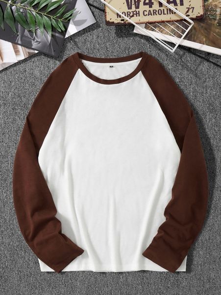 

men raglan sleeve two tone tee d3l5#, White;black