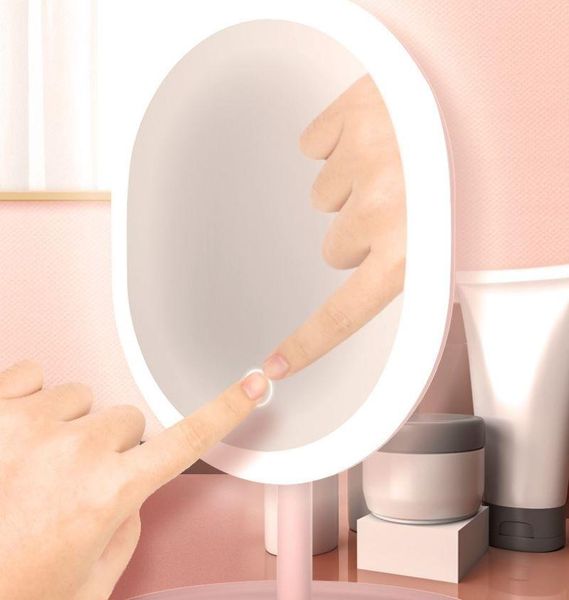 

compact mirrors smart eye protection led tri-color light makeup mirror usb charging storage vertical removable desk beauty tools