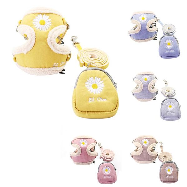 

soft pet dog harnesses vest no pull adjustable keep warm embroidery cat harness leash for dogs outdoor walking