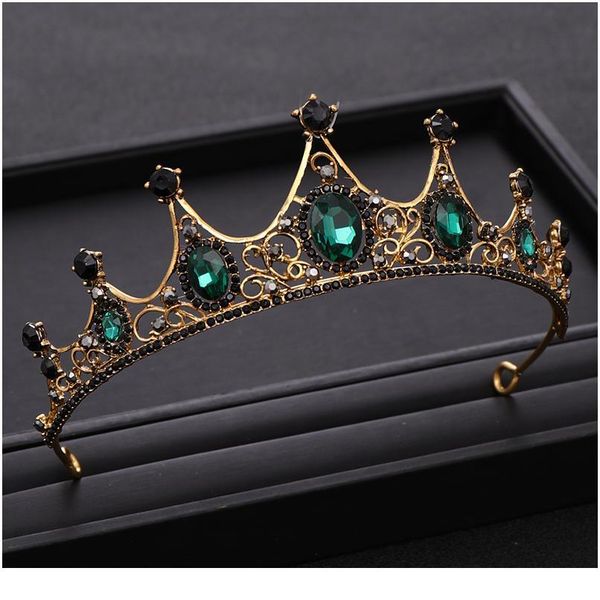 

vintage green rhinestones crystal wedding crown bridal tiara headpiece jewelry hair ornament wedding hair jewelry brid qylcnh, Silver