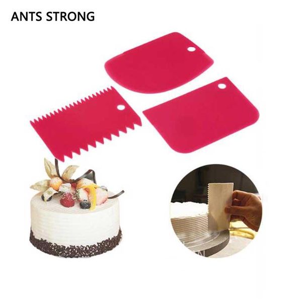 

baking & pastry tools ants strong 3pcs set color cake scraper/fondant cutter butter scraper dough bench spreader knife kitchen tool