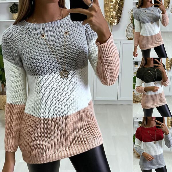 

2021 autumn knitwear color matching and cor pullover sweater, White;black