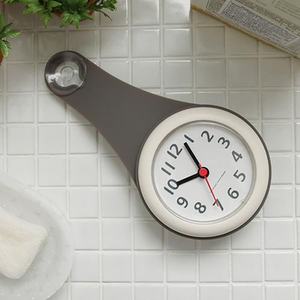 

bathroom waterproof clock wall clock with sucker quiet bathroom kitchen bath household promotional products