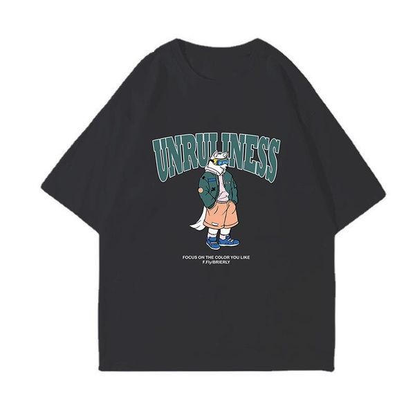 

men's t-shirts anime printed werewolf short-sleeved t-shirt men and women japanese style 2021 summer tide brand couple five-point sleev, White;black