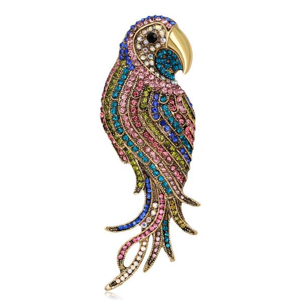 

pins, brooches korean version of animal brooch fashion color drill parrot, Gray
