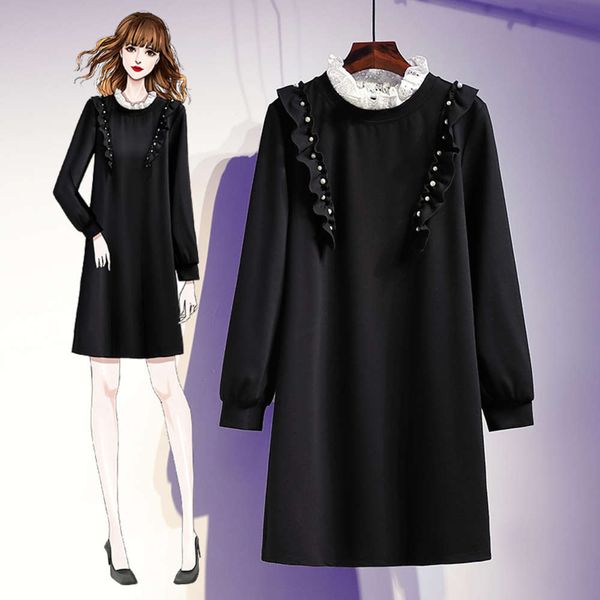 

big size women's dress in early autumn of 2020, Black;gray