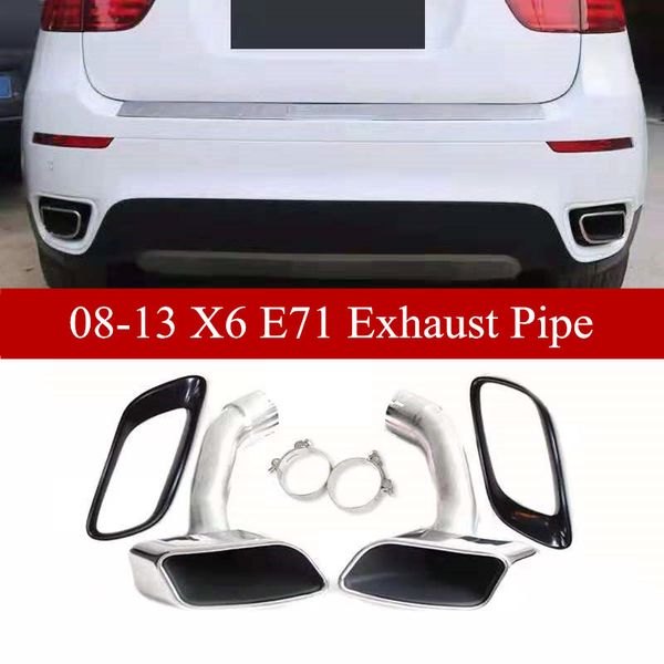 

pair 304 stainless steel car muffler exhaust pipe with cover for bmw x6 e71 2008~2013 carbon tail tips