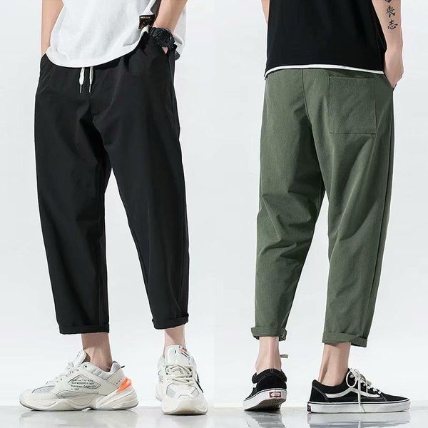 

2021 new summer men's black army green harem pants streetwear men loose casual pants ankle length trousers s-3xl