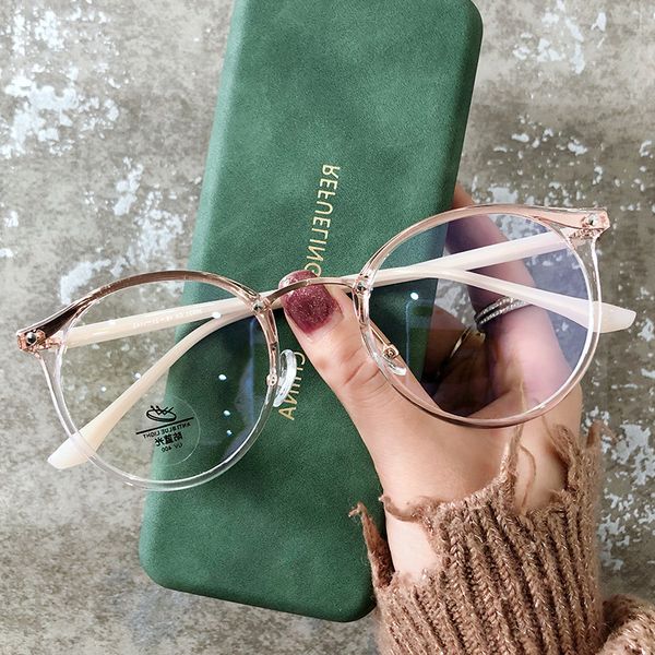 

anti radiation 30031 fashion blue round frame metal flat lens tr90 glasses jelly color transmission, White;black