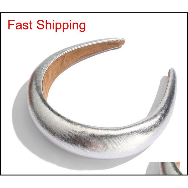 

dhl american fashion glossy bright leather headband thickened sponge hair hoop big brand 4cm wide-brimmed leathe jllgzg yy_dhhome, Silver