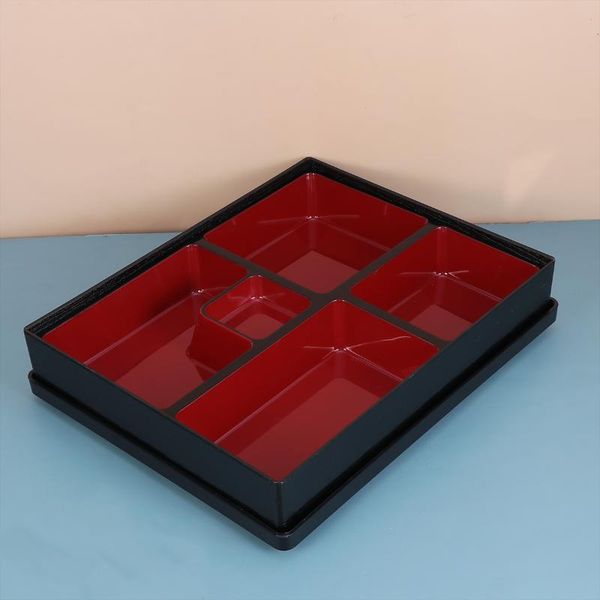 

dinnerware sets 1 pc medium-sized japanese meal prep containers sushi box bento for business meals (wood grain cover