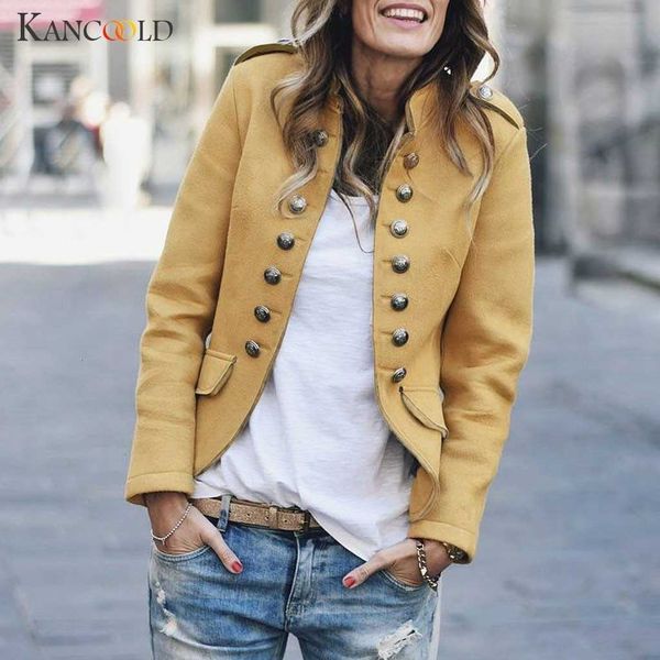 

kancoold coats womens ladies retro button pockets bomber jacket casual outwear fashion new woman coats and jackets 2021jul29 y191031, Black;brown